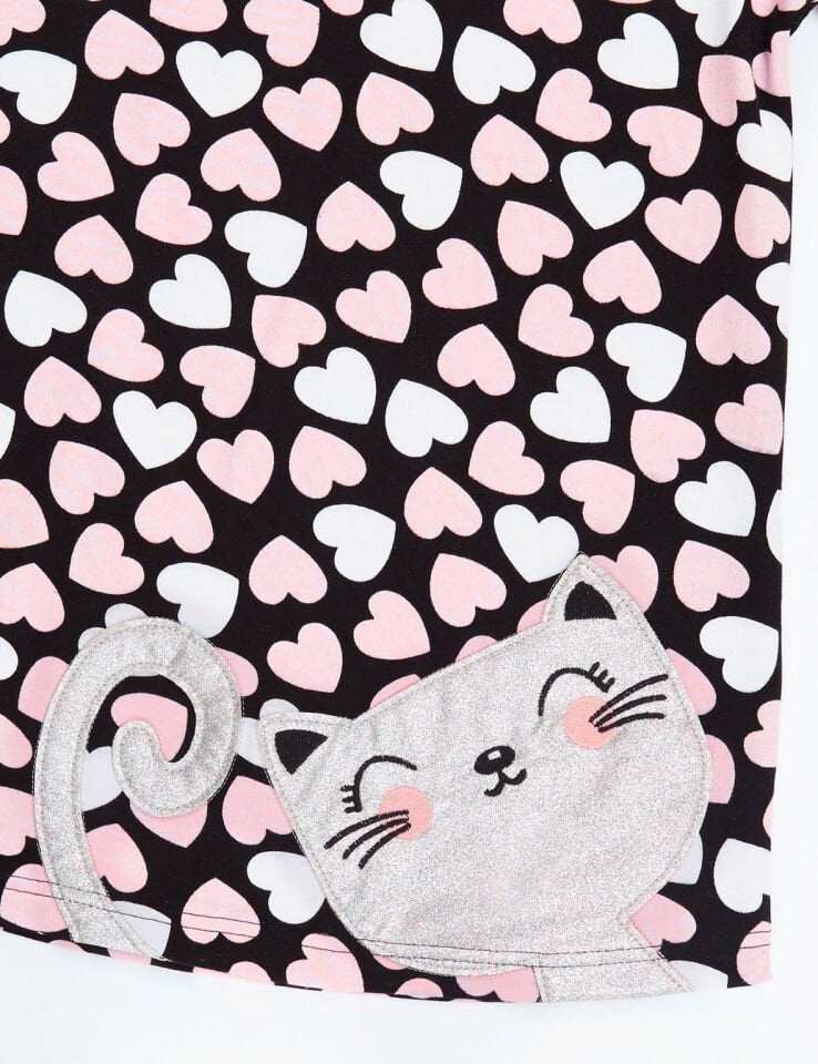 Gümüş Kalpli Kız Çocuk Elbise