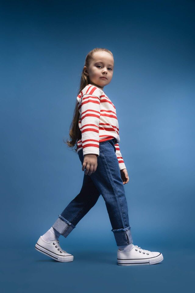 Kız Bebek Paperbag Duble Paça Jean Pantolon