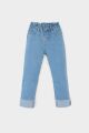 Kız Bebek Paperbag Duble Paça Jean Pantolon %100 Pamuk