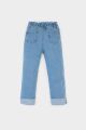Kız Bebek Paperbag Duble Paça Jean Pantolon %100 Pamuk