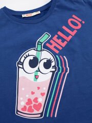 Hello Milkshake Kız Şort Takım 4 Y - Lacivert, Gri