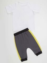 Dino Splash Erkek Çocuk T-shirt Kapri Şort Takım 10 Y - Gri, Beyaz