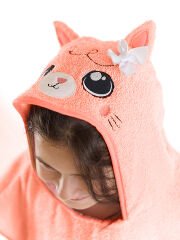 Kedi Kız Çocuk Pembe Havlu Panço 3-4 Y - Pembe
