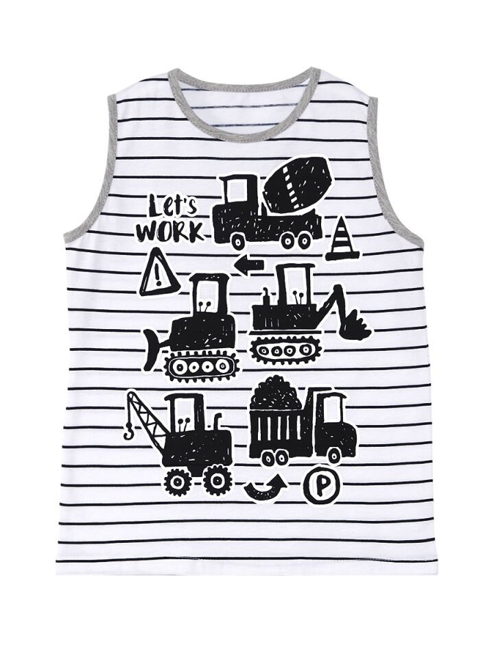 İnşaat Aracı Erkek Çocuk T-shirt Kapri Şort Takım 6 Y - Beyaz, Gri