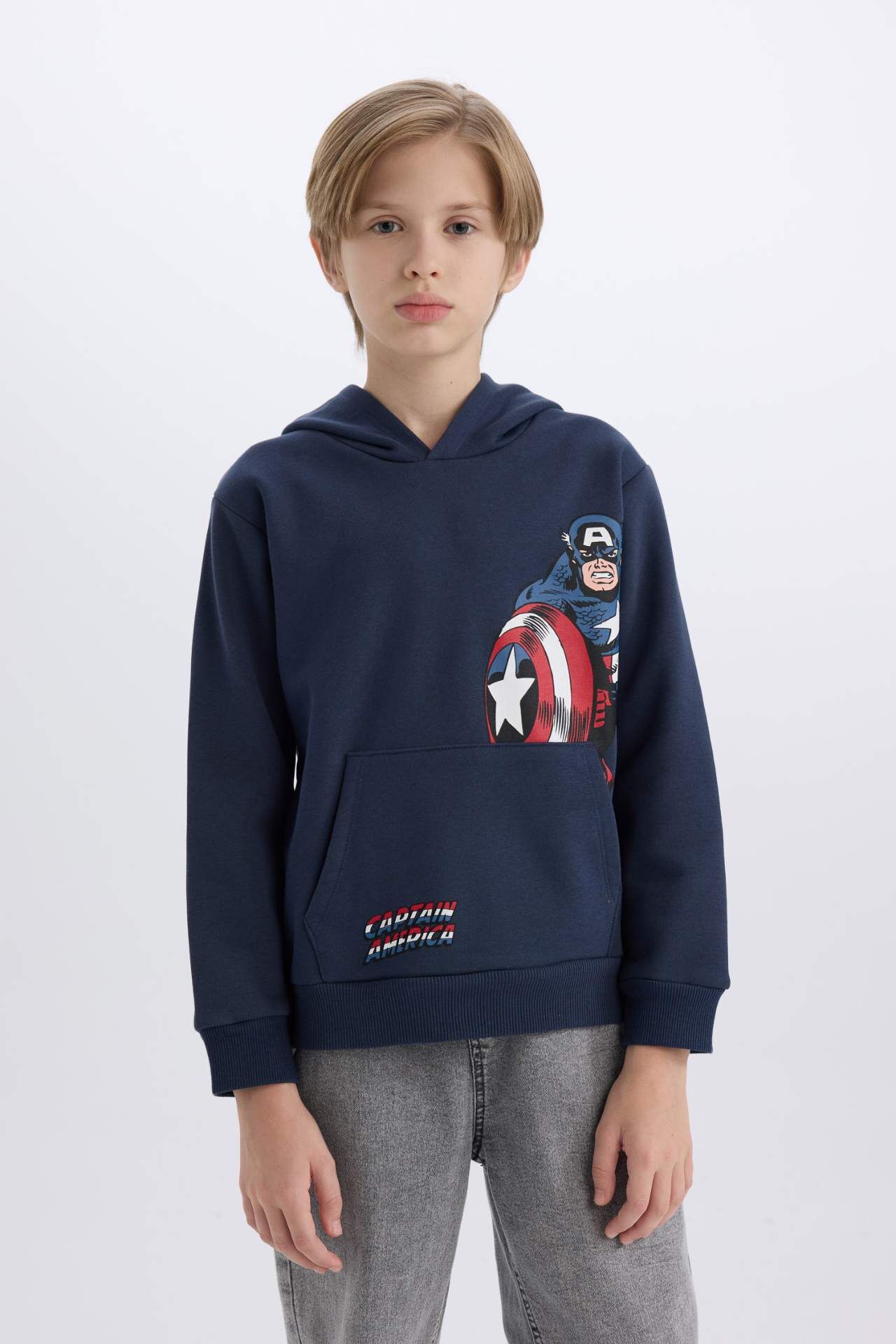 Erkek Çocuk Marvel Kapüşonlu Kanguru Cepli Sweatshirt