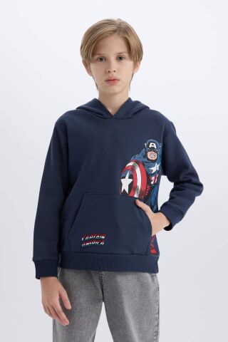 Erkek Çocuk Marvel Kapüşonlu Kanguru Cepli Sweatshirt