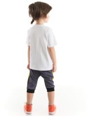 Dino Splash Erkek Çocuk T-shirt Kapri Şort Takım 5 Y - Gri, Beyaz