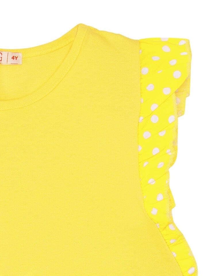 Papatya Pamuklu Kız Çocuk Sarı Elbise