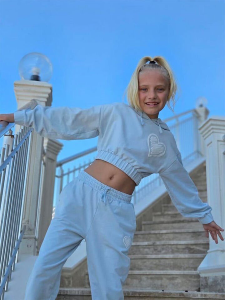 Gro Kız Çocuk Sweatshirt Eşofman Altı 2'li Takım 7-8Y - Mavi