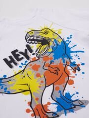 Dino Splash Erkek Çocuk T-shirt Kapri Şort Takım 9 Y - Gri, Beyaz