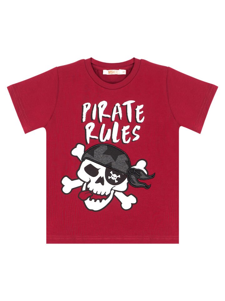 Korsan Kuralı Erkek Çocuk T-shirt Kapri Şort Takım 10 Y - Kırmızı, Gri