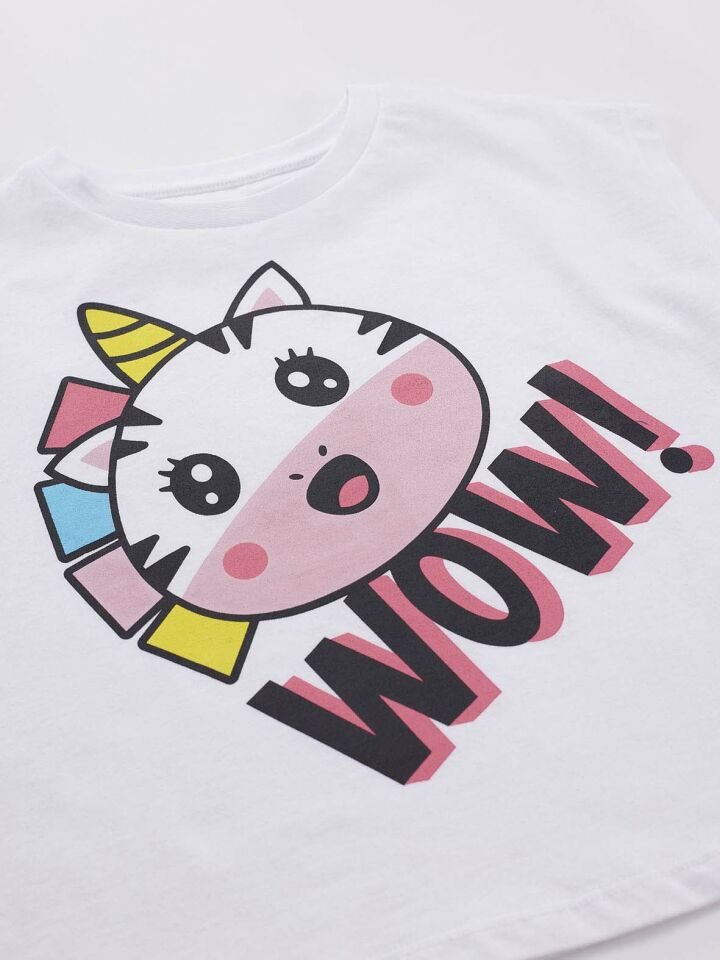Zebracorn Kız Çocuk T-shirt Kapri Şort Takım 4 Y - Pembe, Beyaz