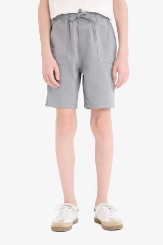 Erkek Çocuk Beli Lastikli Cepli Gabardin Şort