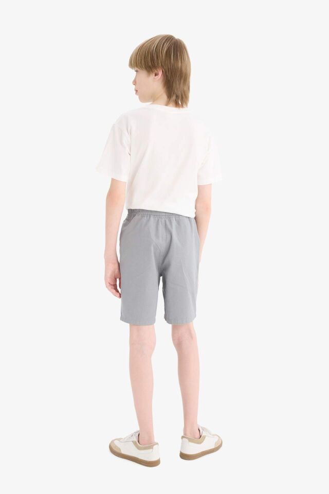 Erkek Çocuk Beli Lastikli Cepli Gabardin Şort