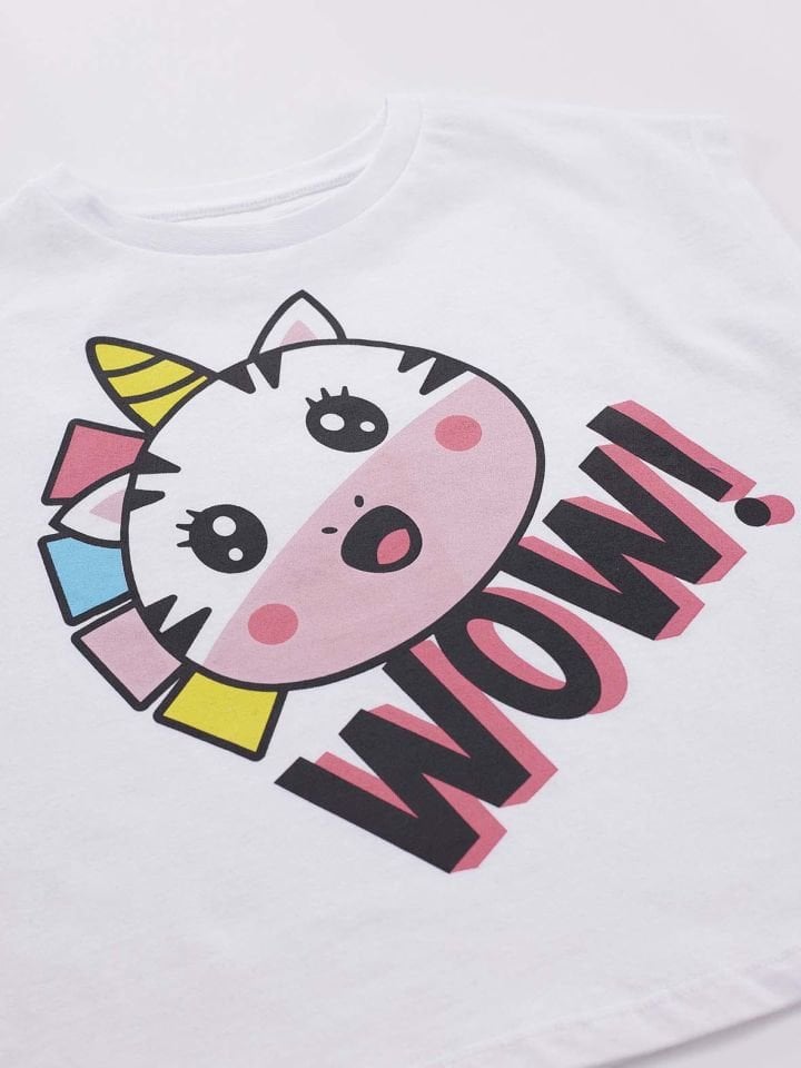 Zebracorn Kız Çocuk T-shirt Kapri Şort Takım 5 Y - Pembe, Beyaz