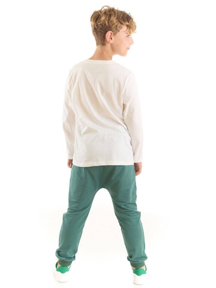 Skate-Rex Erkek Çocuk T-shirt Pantolon Takım 5 Y - Haki, Krem