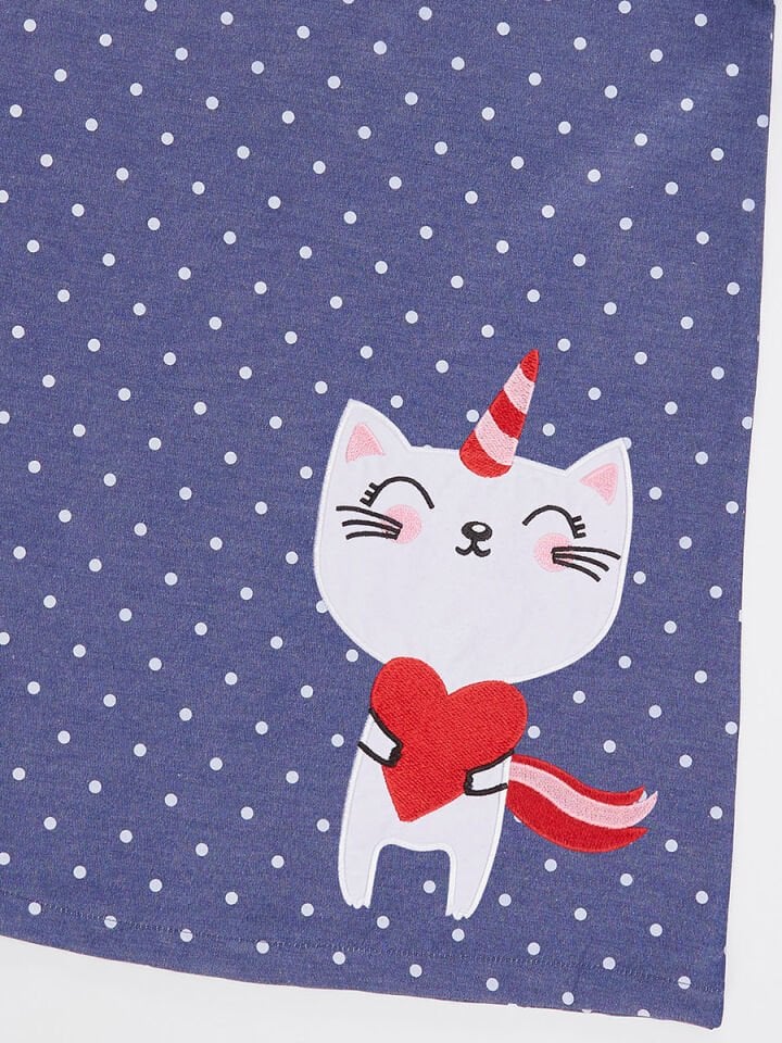 Kedicorn Kız Çocuk Dokuma Puantiyeli Elbise