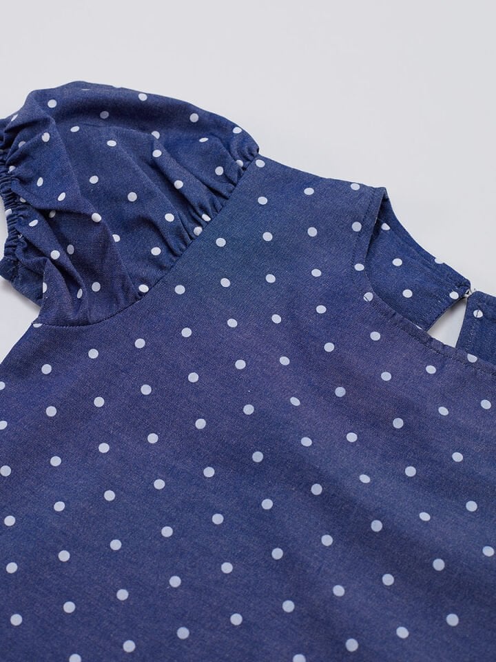 Kedicorn Kız Çocuk Dokuma Puantiyeli Elbise