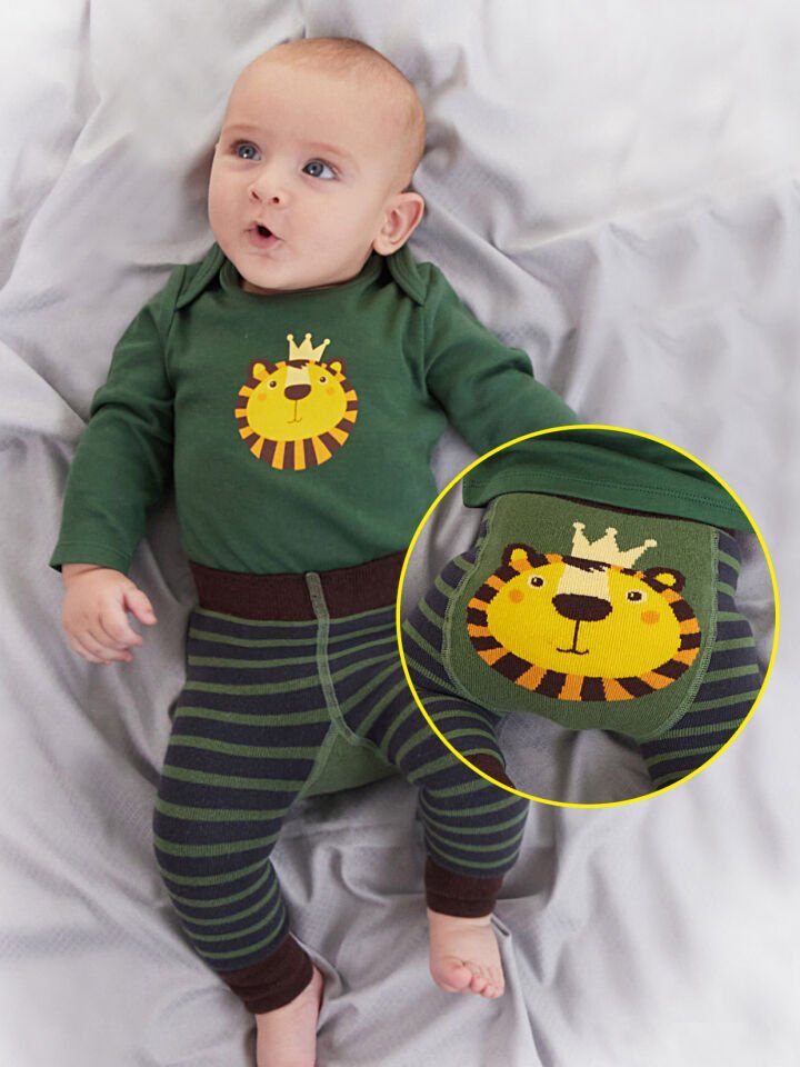 Aslan Erkek Bebek Body Tayt-Pantolon Takım Haki 18-24 M
