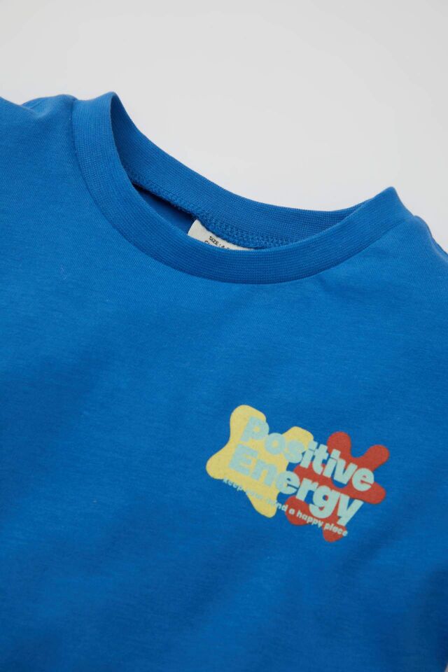Erkek Bebek Bisiklet Yaka Baskılı Kısa Kollu Tişört