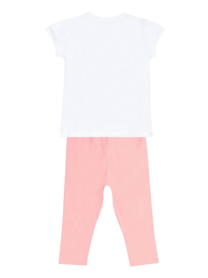 Sevimli Fareler Kız Çocuk T-shirt Tayt Takım 2 Y - Krem, Pembe
