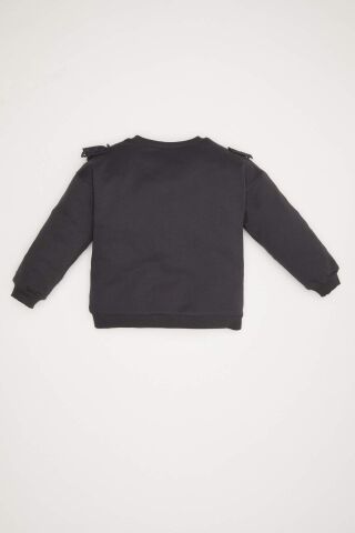 Kız Bebek Bisiklet Yaka İçi Yumuşak Tüylü Sweatshirt