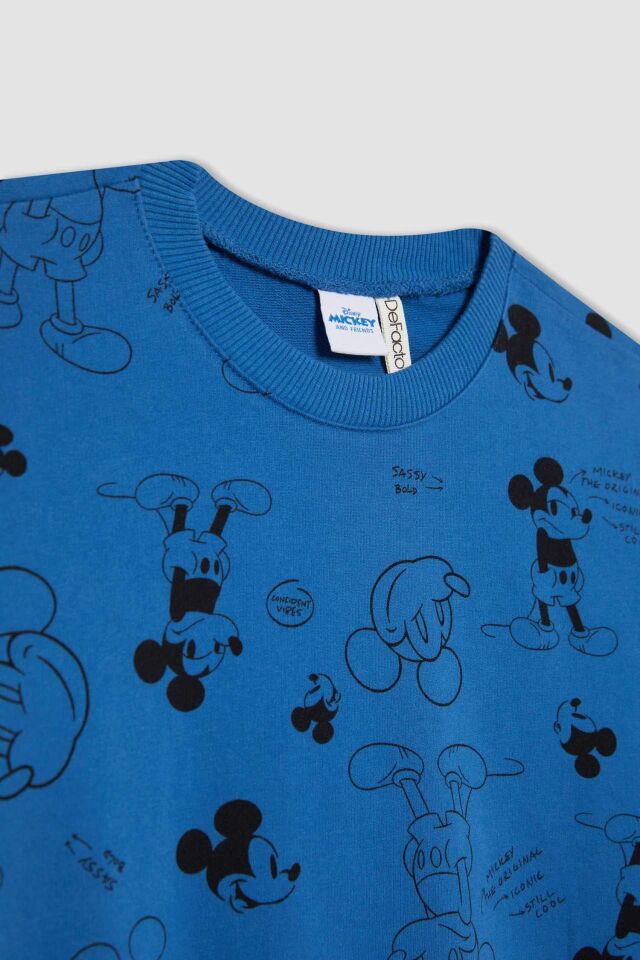 Kız Çocuk Disney Mickey & Minnie Oversize Geniş Kalıp Bisiklet Yaka Sweatshirt