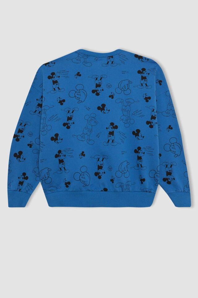 Kız Çocuk Disney Mickey & Minnie Oversize Geniş Kalıp Bisiklet Yaka Sweatshirt
