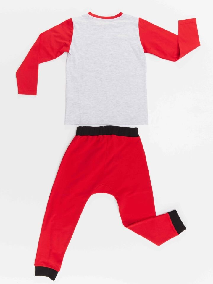 Yılbaşı Canavar Erkek Çocuk T-shirt Pantolon Takım 5 Y - Kırmızı, Krem