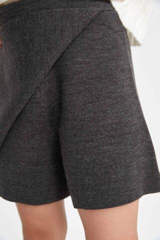 Kız Çocuk Antrasit Basic Düz Şort Etek