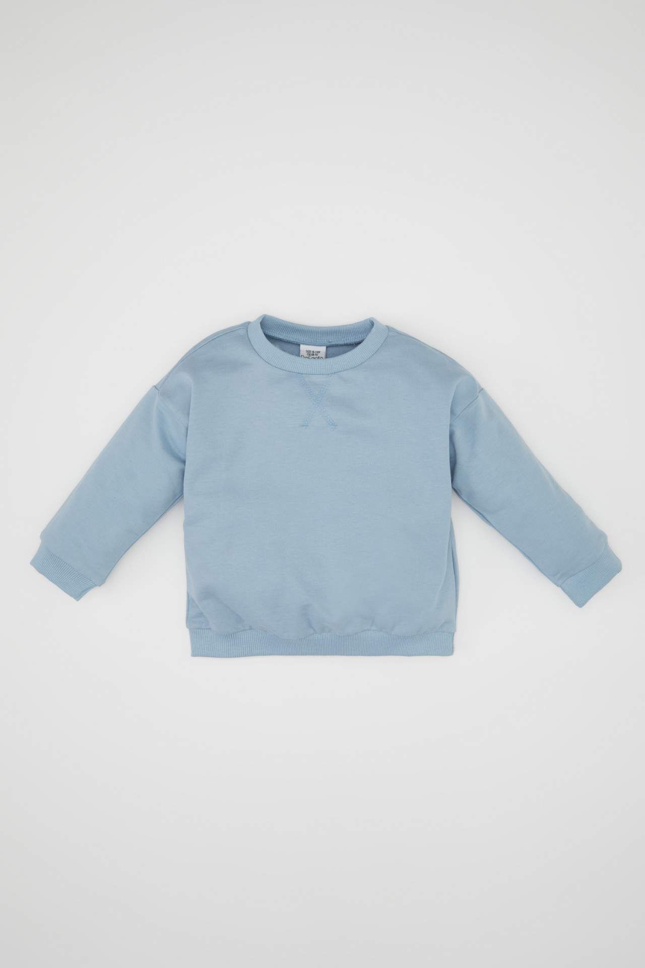 Erkek Bebek %100 Pamuk Bisiklet Yaka Basic Düz Sweatshirt