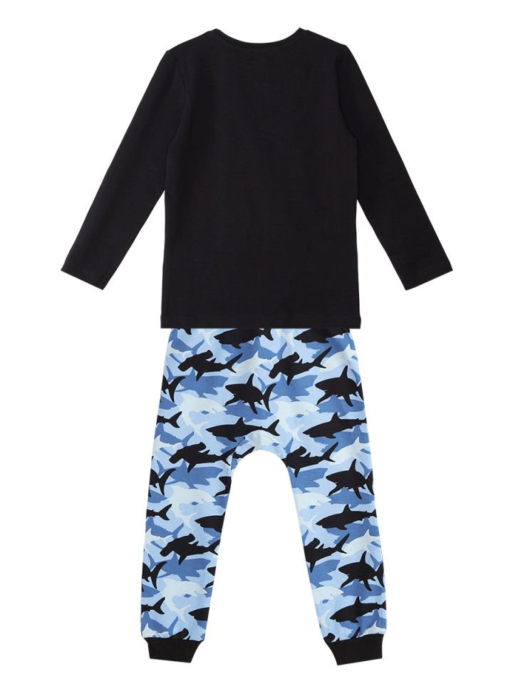 Shark Party Erkek Çocuk T-shirt Pantolon Takım 5 Y - Siyah, Mavi