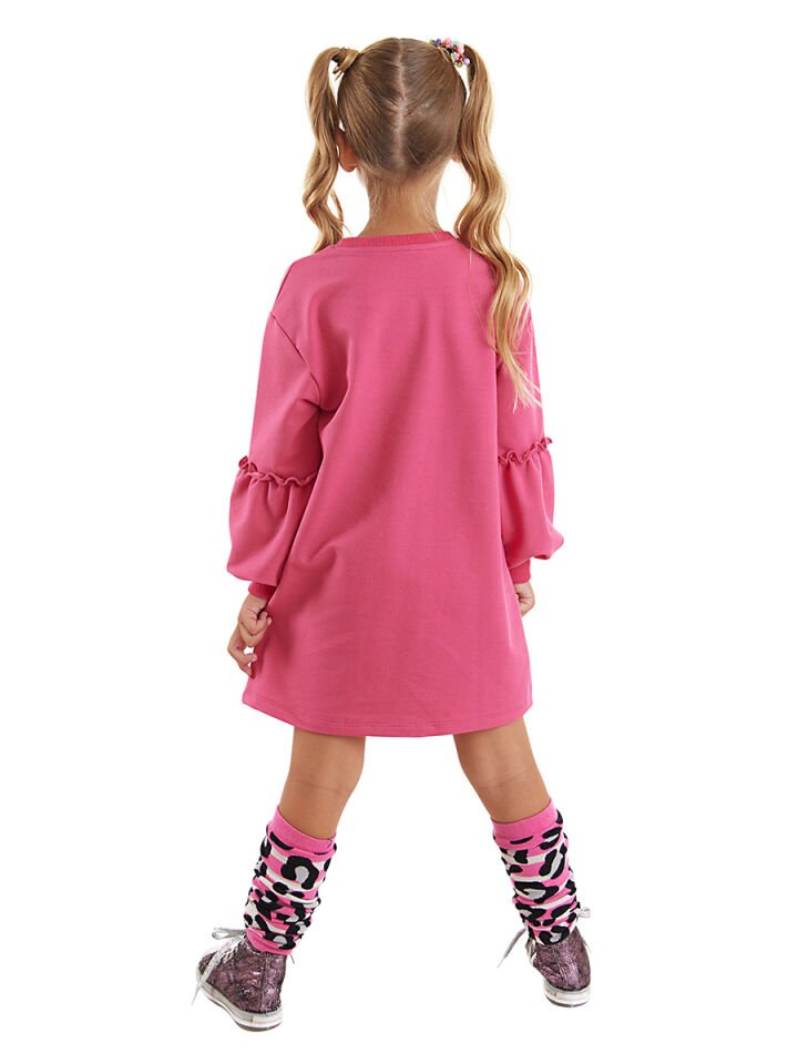 Leopar Zebra Kız Çocuk Pembe Elbise 7 Y - Pembe