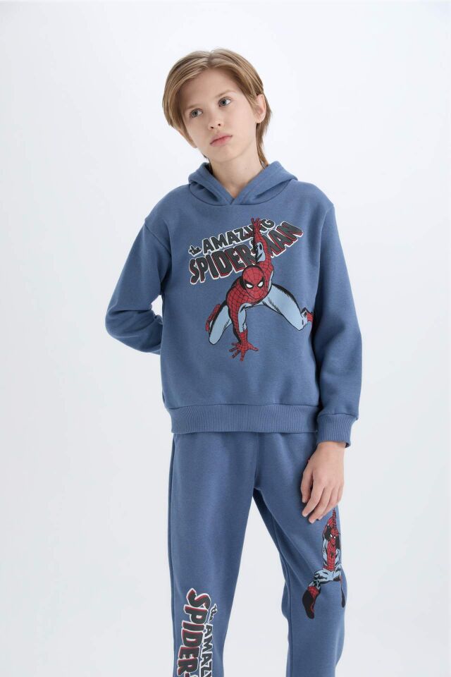 Erkek Çocuk 2'li Takım Marvel Comics Kapüşonlu Sweatshirt Beli Lastikli Eşofman Altı