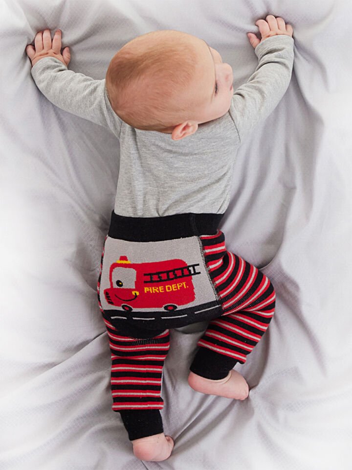 İtfaiye Erkek Bebek Body Tayt-Pantolon Takım 18-24 M - Siyah, Gri, Kırmızı