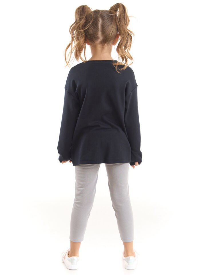 Renkli Şeker Kız Çocuk T-shirt Tayt Takım 5 Y - Lacivert, Gri
