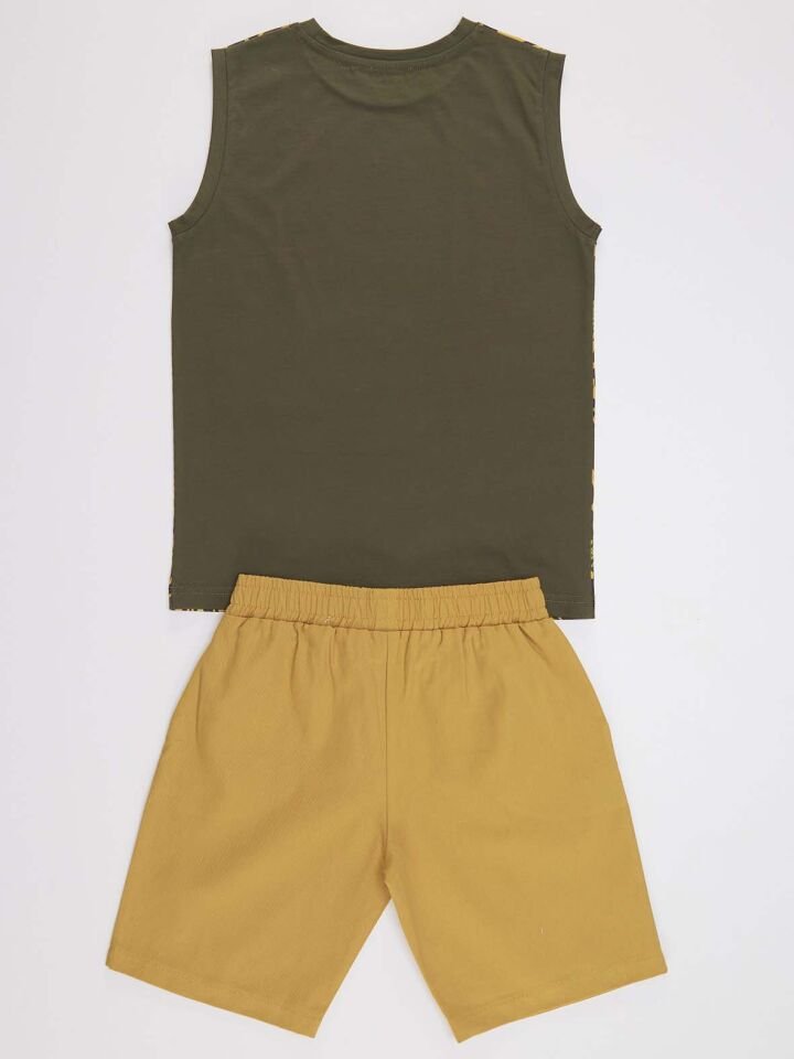 Safari Erkek Çocuk T-Shirt Gabardin Şort Takım