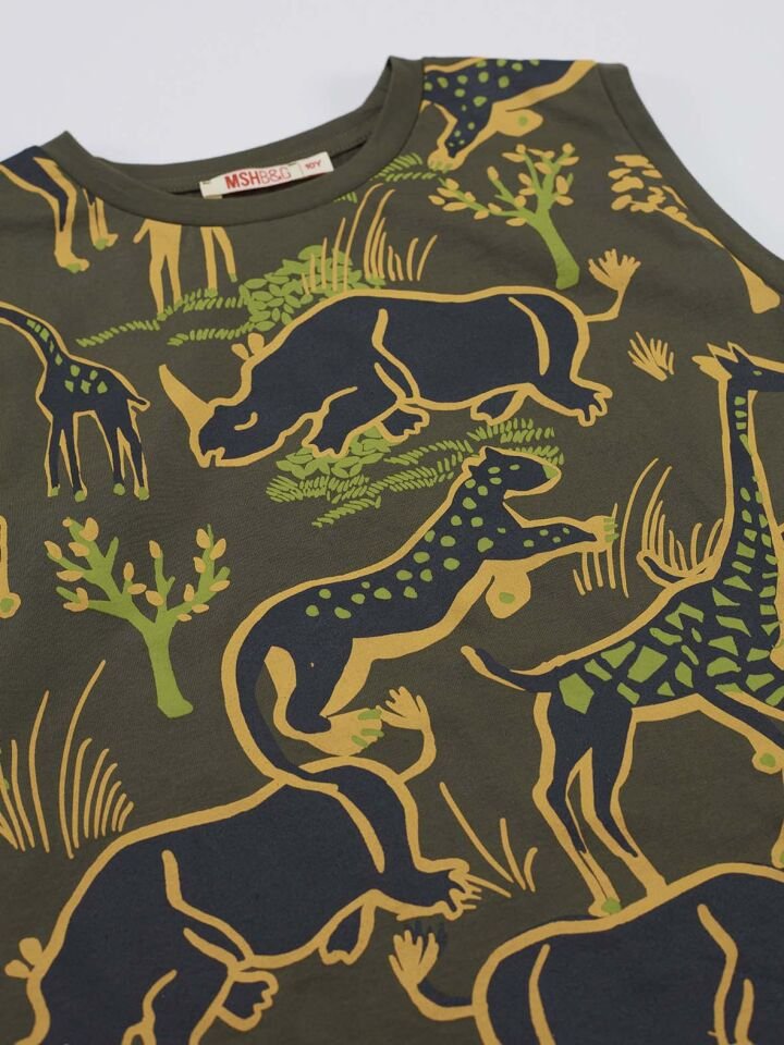 Safari Erkek Çocuk T-Shirt Gabardin Şort Takım 4 Y - Haki, Hardal