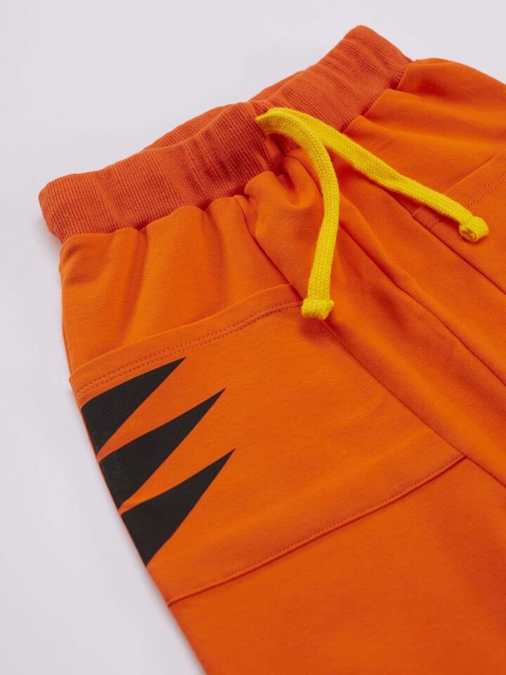 Yo Kaplan Erkek Çocuk T-shirt Kapri Şort Takım 5 Y - Gri, Turuncu