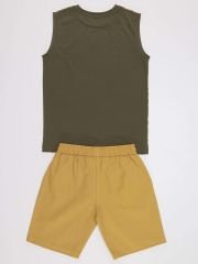 Safari Erkek Çocuk T-Shirt Gabardin Şort Takım 6 Y - Haki, Hardal