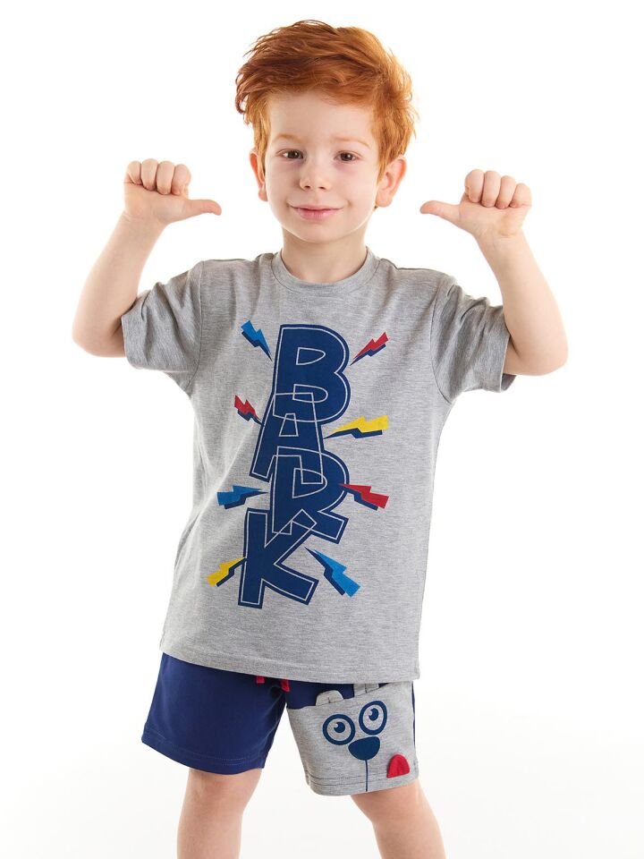 Bark Erkek Çocuk Gri T-Shirt Lacivert Şort Takım 4 Y - Lacivert, Gri