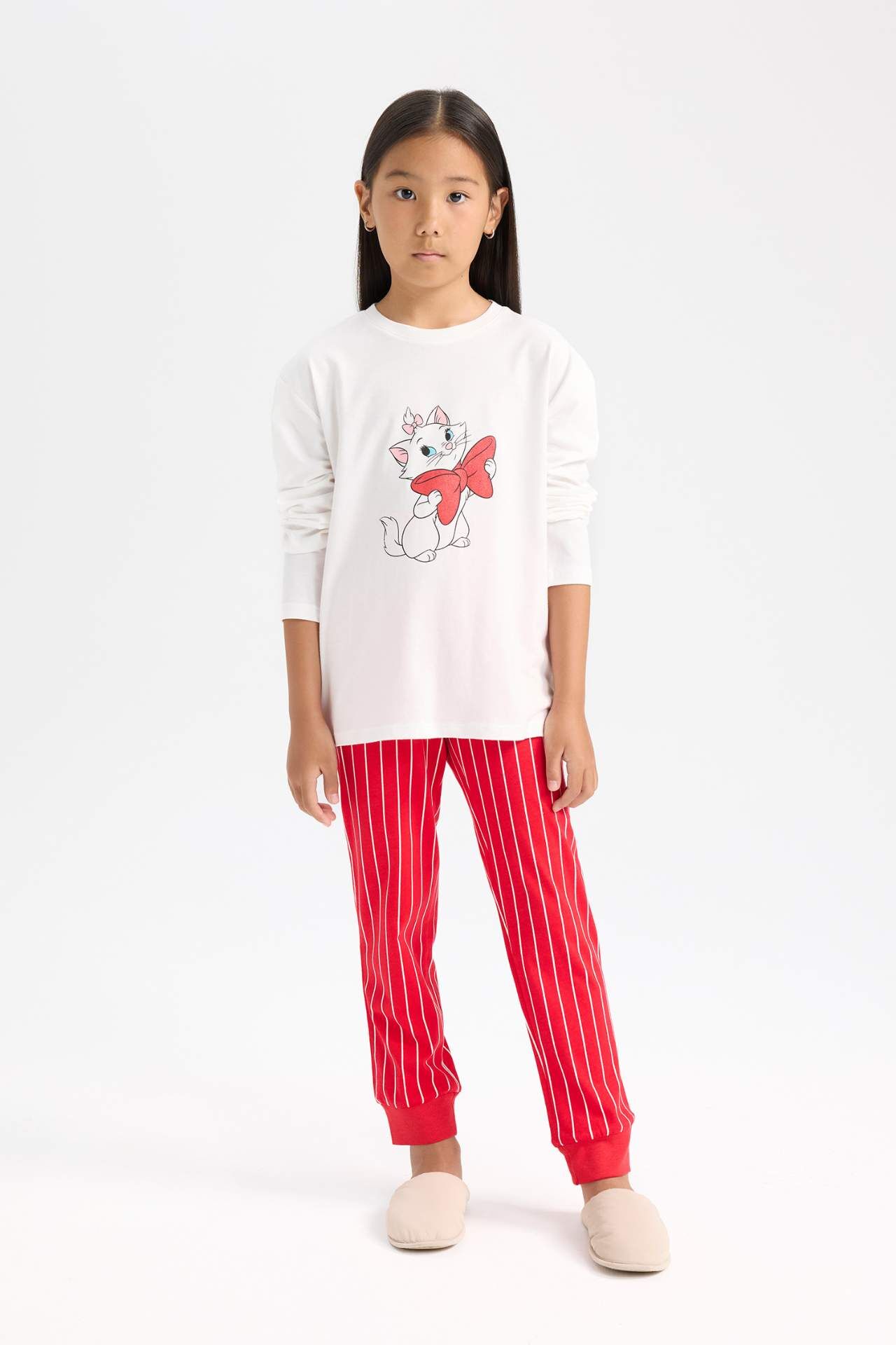 Kız Çocuk Aristocats  Pijama Takımı Uzun Kollu Üst Beli Lastikli Uzun Alt