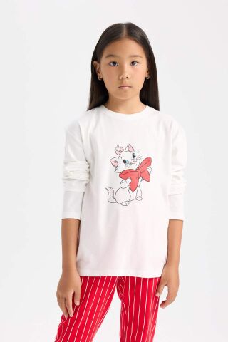 Kız Çocuk Aristocats  Pijama Takımı Uzun Kollu Üst Beli Lastikli Uzun Alt