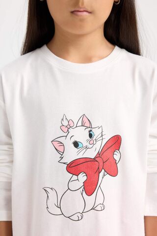 Kız Çocuk Aristocats  Pijama Takımı Uzun Kollu Üst Beli Lastikli Uzun Alt