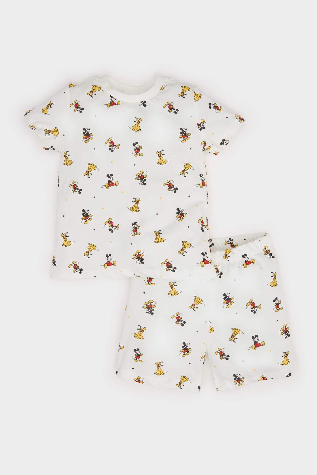 Erkek Bebek Disney Mickey & Minnie Pijama Takımı Kısa Kollu Penye Üst Beli Lastikli Şort