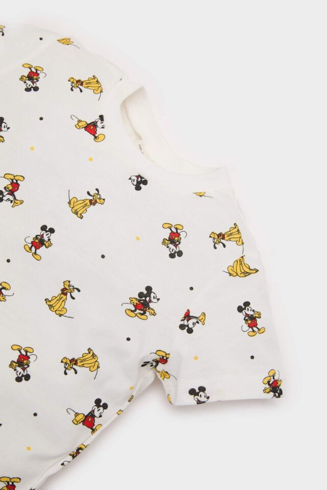 Erkek Bebek Disney Mickey & Minnie Pijama Takımı Kısa Kollu Penye Üst Beli Lastikli Şort