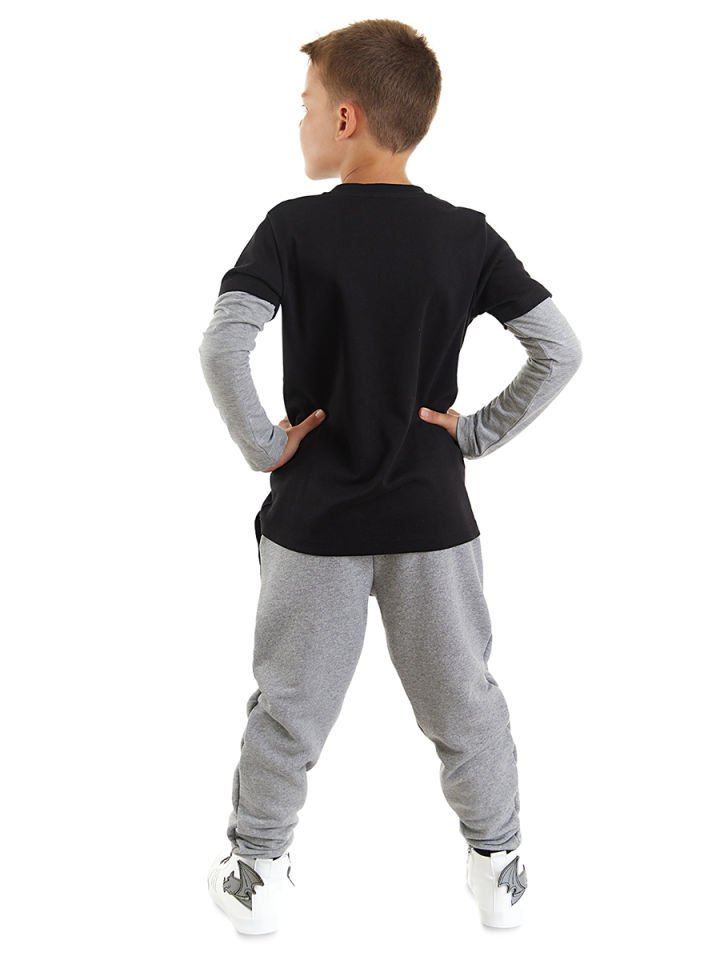 Wild Life Erkek Çocuk T-shirt Pantolon Takım 8 Y - Siyah, Gri