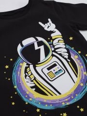 Astro Erkek Çocuk T-shirt Kapri Şort Takım 5 Y - Siyah, Turkuaz
