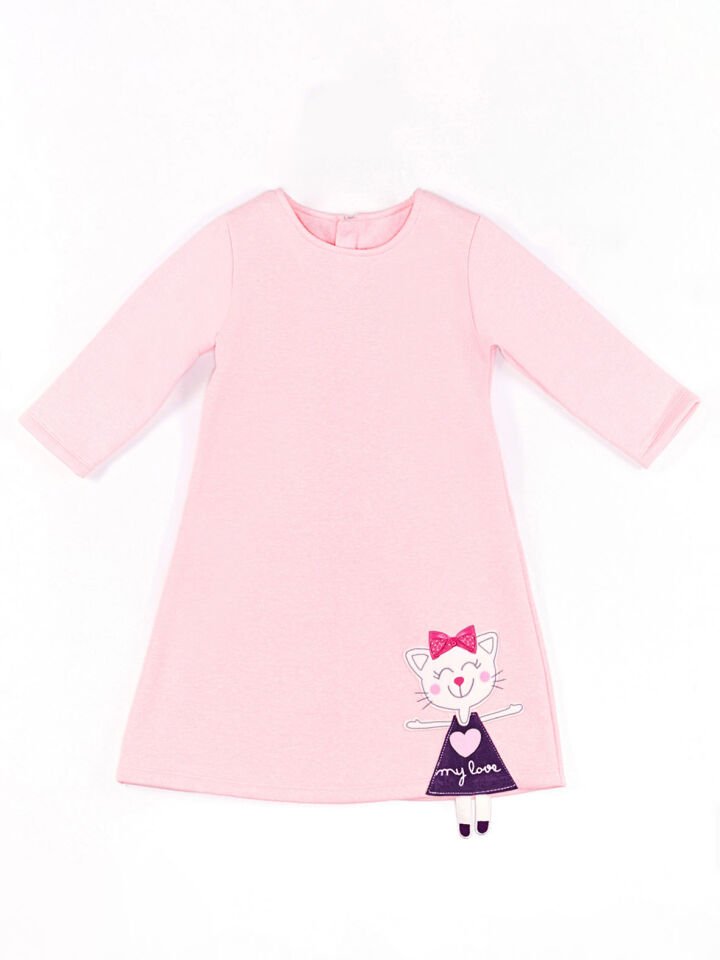 Yaramaz Kedi Kız Çocuk Elbise 6 Y - Açık Pembe