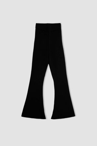 Kız Çocuk Flare Fit İspanyol Paça Basic Düz Triko Pantolon